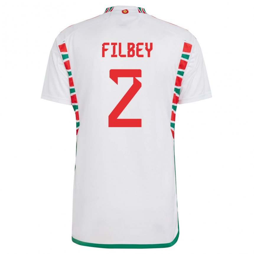 Hombre Camiseta Gales Anna Filbey #2 Blanco 2ª Equipación 22-24 La Camisa México