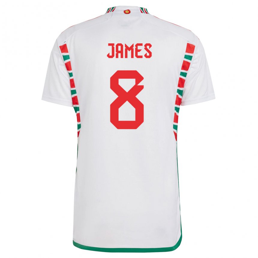 Hombre Camiseta Gales Angharad James #8 Blanco 2ª Equipación 22-24 La Camisa México