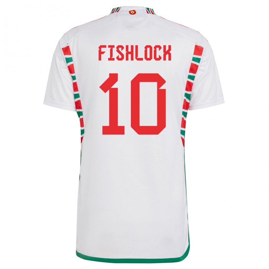 Hombre Camiseta Gales Jessica Fishlock #10 Blanco 2ª Equipación 22-24 La Camisa México