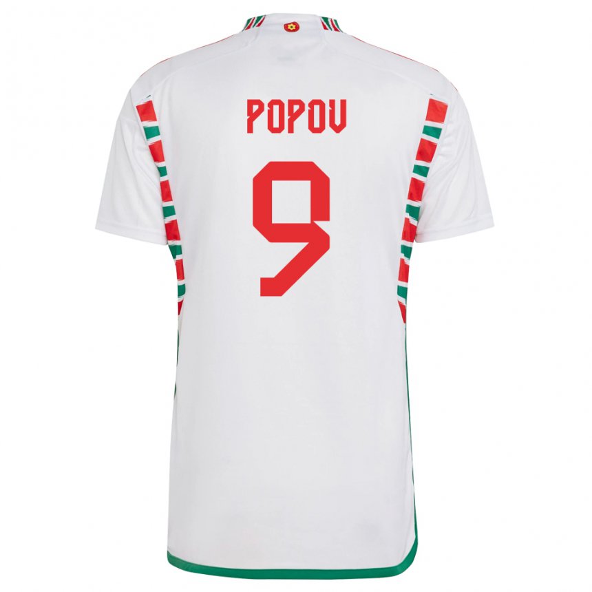 Hombre Camiseta Gales Christopher Popov #9 Blanco 2ª Equipación 22-24 La Camisa México