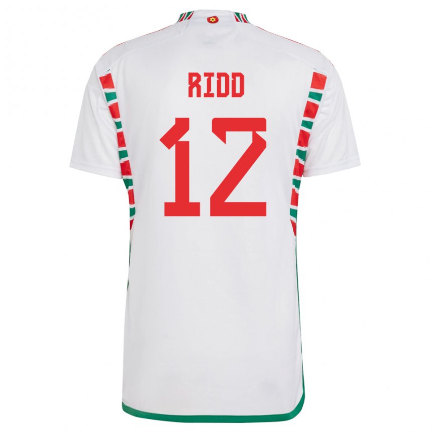 Hombre Camiseta Gales Lewis Ridd #12 Blanco 2ª Equipación 22-24 La Camisa México