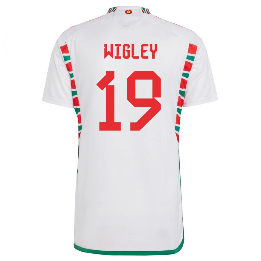 Hombre Camiseta Gales Morgan Wigley #19 Blanco 2ª Equipación 22-24 La Camisa México