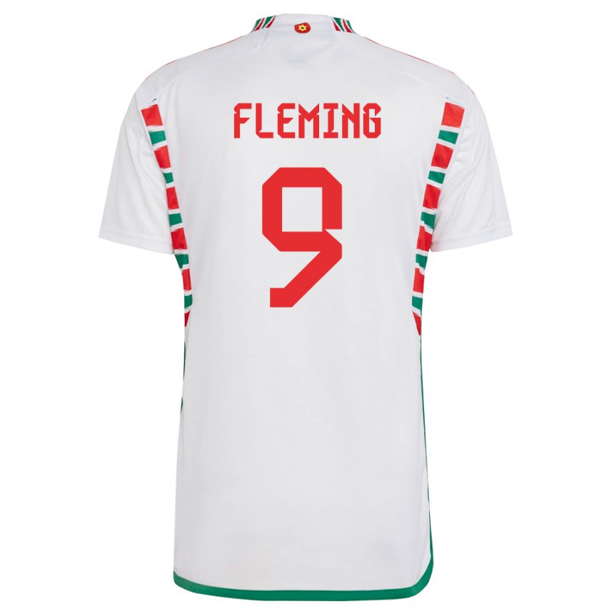 Hombre Camiseta Gales Cole Fleming #9 Blanco 2ª Equipación 22-24 La Camisa México