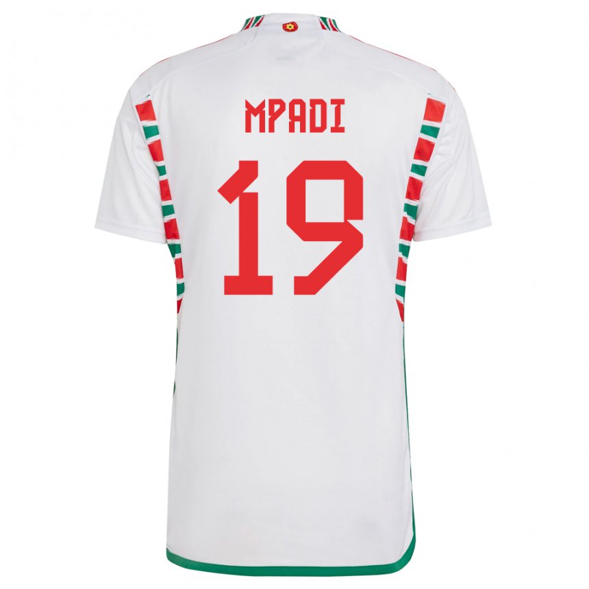 Hombre Camiseta Gales Japhet Mpadi #19 Blanco 2ª Equipación 22-24 La Camisa México