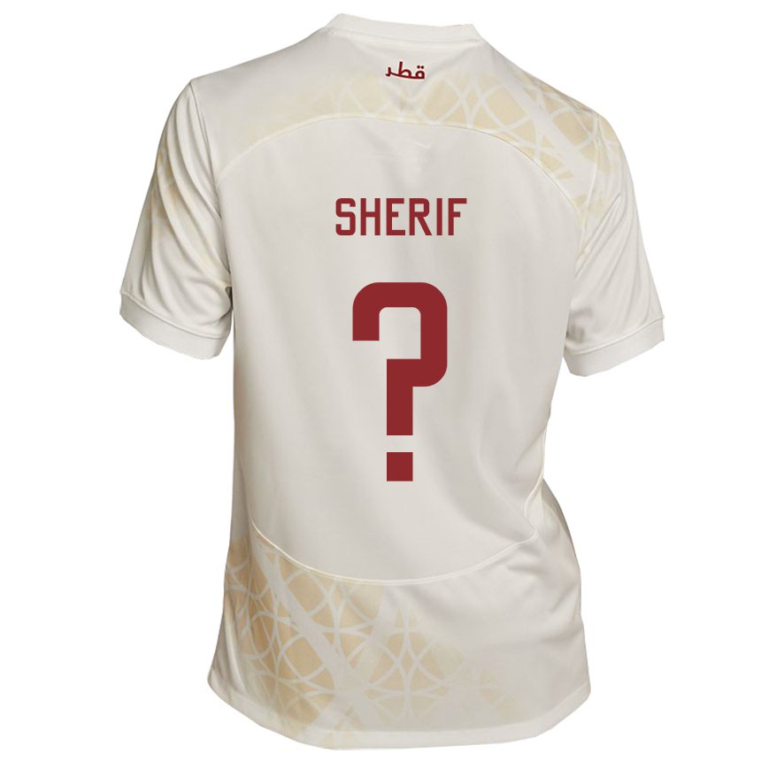 Hombre Camiseta Catar Marwan Sherif #0 Beis Dorado 2ª Equipación 22-24 La Camisa México