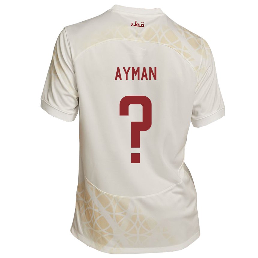 Hombre Camiseta Catar Yussef Ayman #0 Beis Dorado 2ª Equipación 22-24 La Camisa México