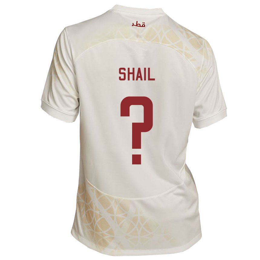 Hombre Camiseta Catar Ahmad Shail #0 Beis Dorado 2ª Equipación 22-24 La Camisa México