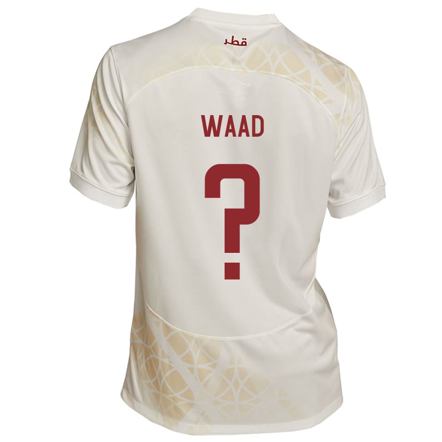 Hombre Camiseta Catar Mohammad Waad #0 Beis Dorado 2ª Equipación 22-24 La Camisa México