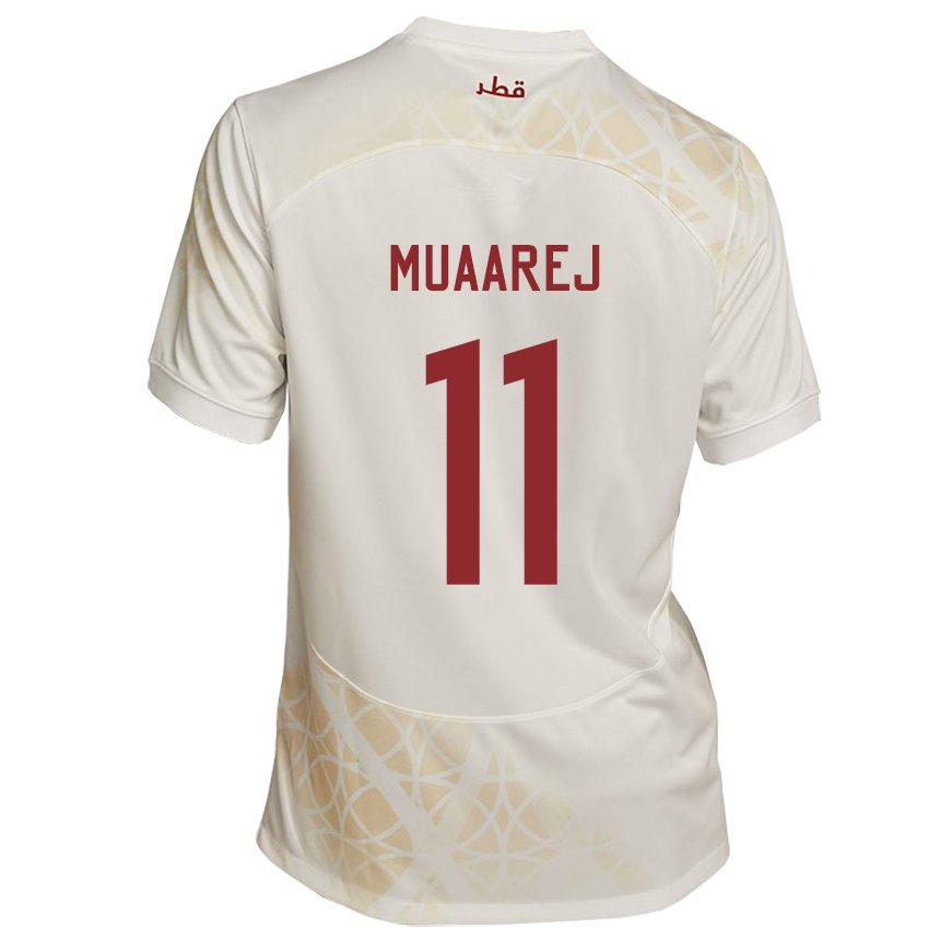 Hombre Camiseta Catar Mooza Muaarej #11 Beis Dorado 2ª Equipación 22-24 La Camisa México