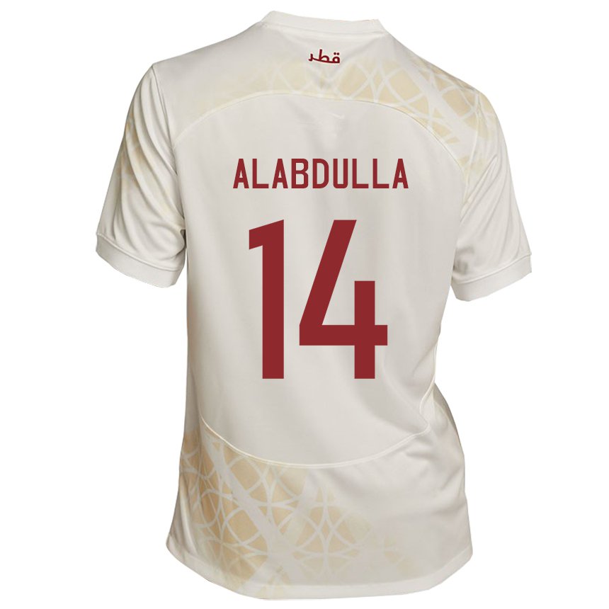 Hombre Camiseta Catar Moudhi Alabdulla #14 Beis Dorado 2ª Equipación 22-24 La Camisa México