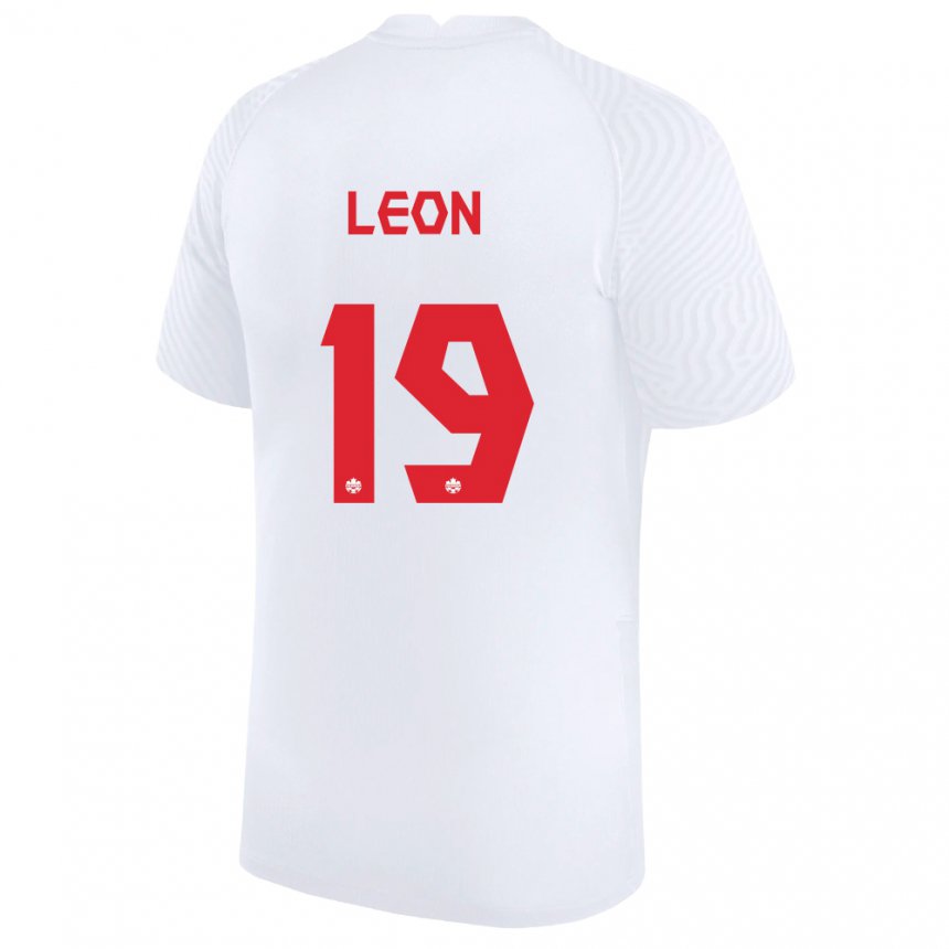 Hombre Camiseta Canadá Adriana Leon #19 Blanco 2ª Equipación 22-24 La Camisa México