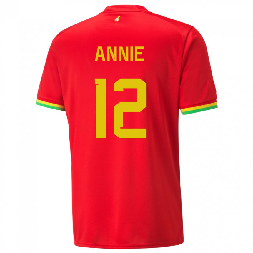 Hombre Camiseta Ghana Henrietta Annie #12 Rojo 2ª Equipación 22-24 La Camisa México