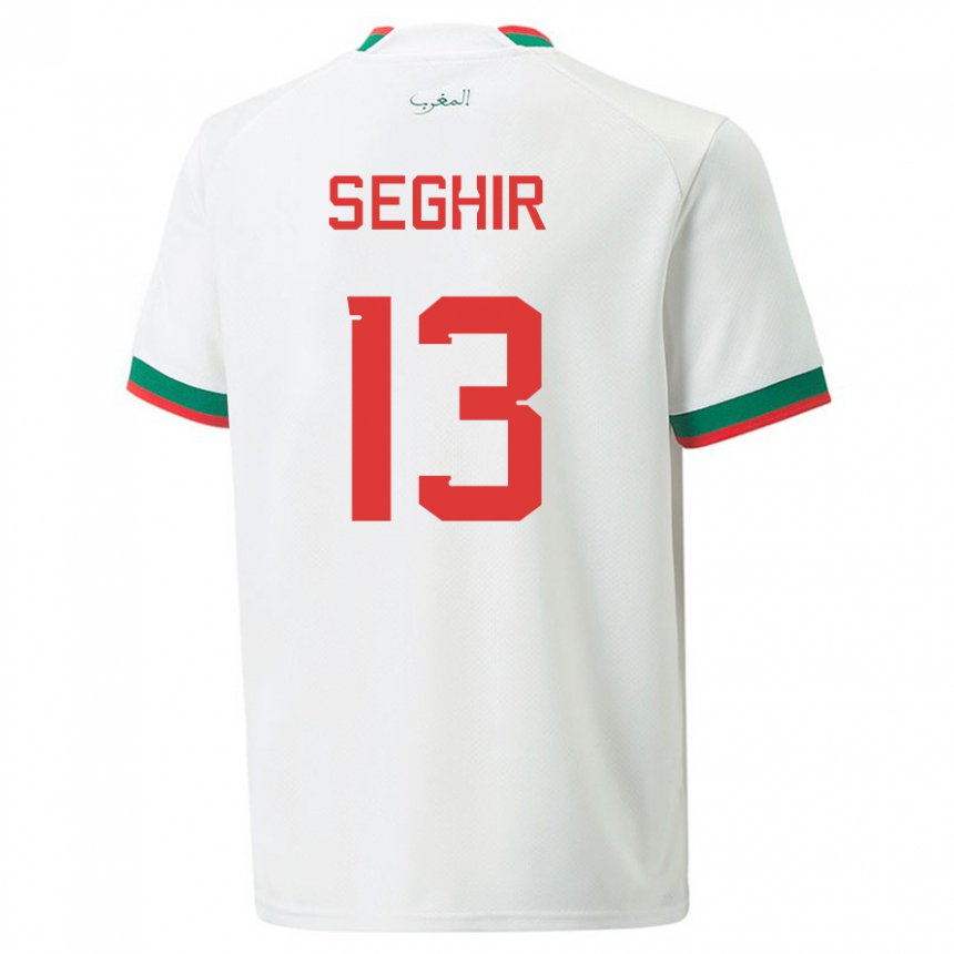 Hombre Camiseta Marruecos Sabah Seghir #13 Blanco 2ª Equipación 22-24 La Camisa México
