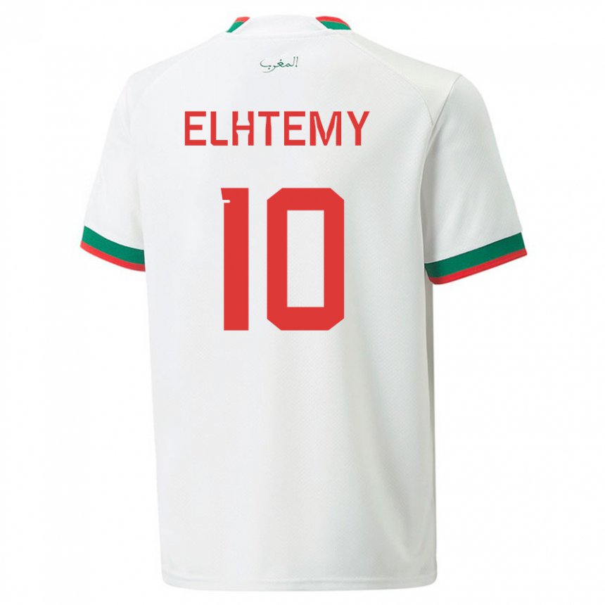 Hombre Camiseta Marruecos Mountassir Elhtemy #10 Blanco 2ª Equipación 22-24 La Camisa México