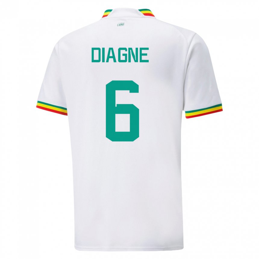 Mujer Camiseta Senegal Edmee Diagne #6 Blanco 1ª Equipación 22-24 La Camisa México