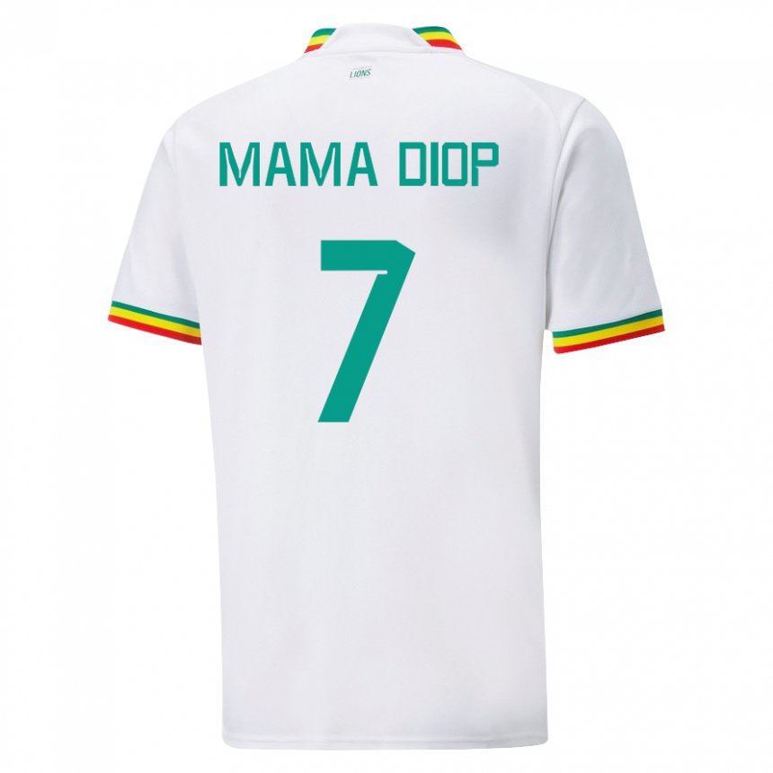 Mujer Camiseta Senegal Mama Diop #7 Blanco 1ª Equipación 22-24 La Camisa México