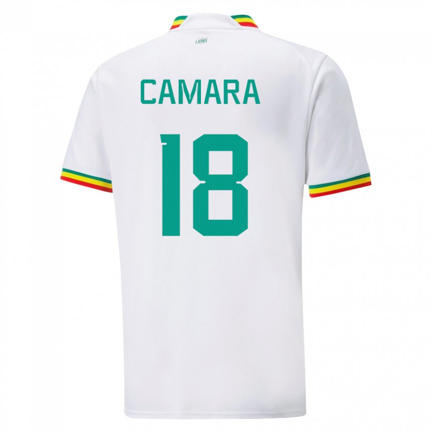 Mujer Camiseta Senegal Meta Camara #18 Blanco 1ª Equipación 22-24 La Camisa México