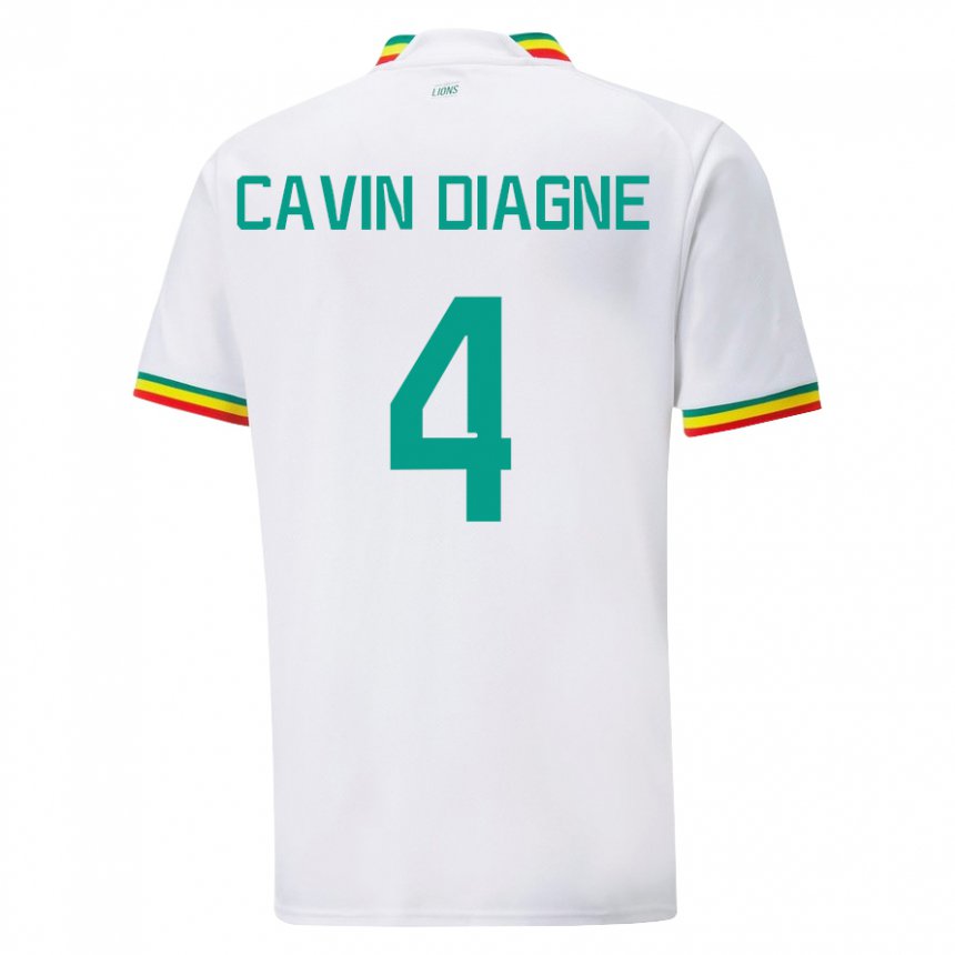 Mujer Camiseta Senegal Cavin Diagne #4 Blanco 1ª Equipación 22-24 La Camisa México