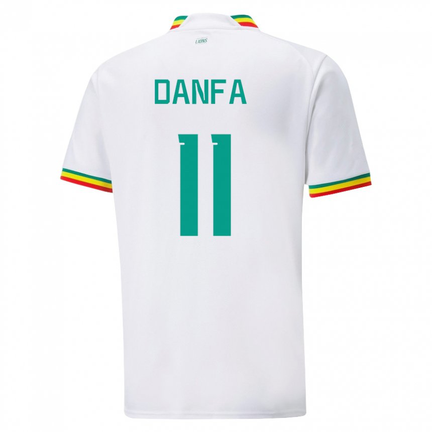 Mujer Camiseta Senegal Mamadou Danfa #11 Blanco 1ª Equipación 22-24 La Camisa México