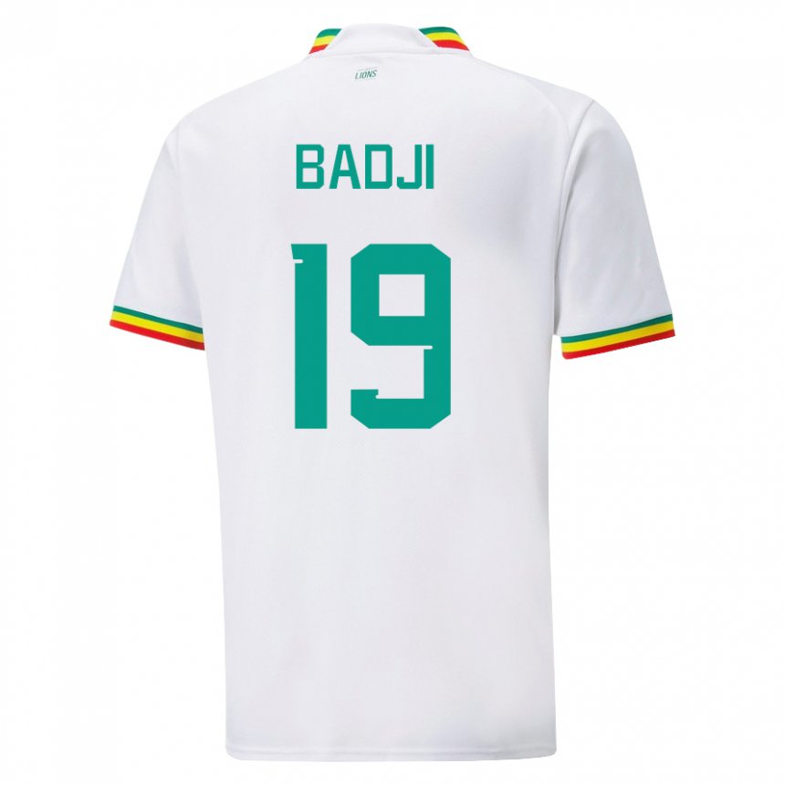 Mujer Camiseta Senegal Youssouph Badji #19 Blanco 1ª Equipación 22-24 La Camisa México