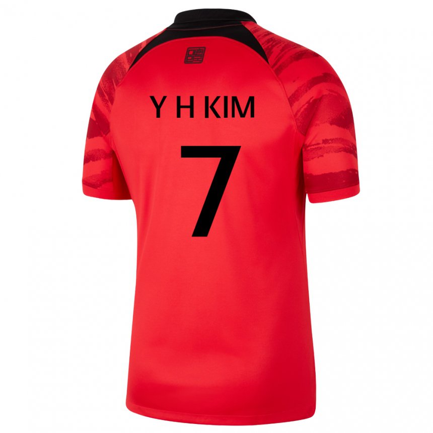 Mujer Camiseta Corea Del Sur Kim Yong Hak #7 Negro Rojo 1ª Equipación 22-24 La Camisa México