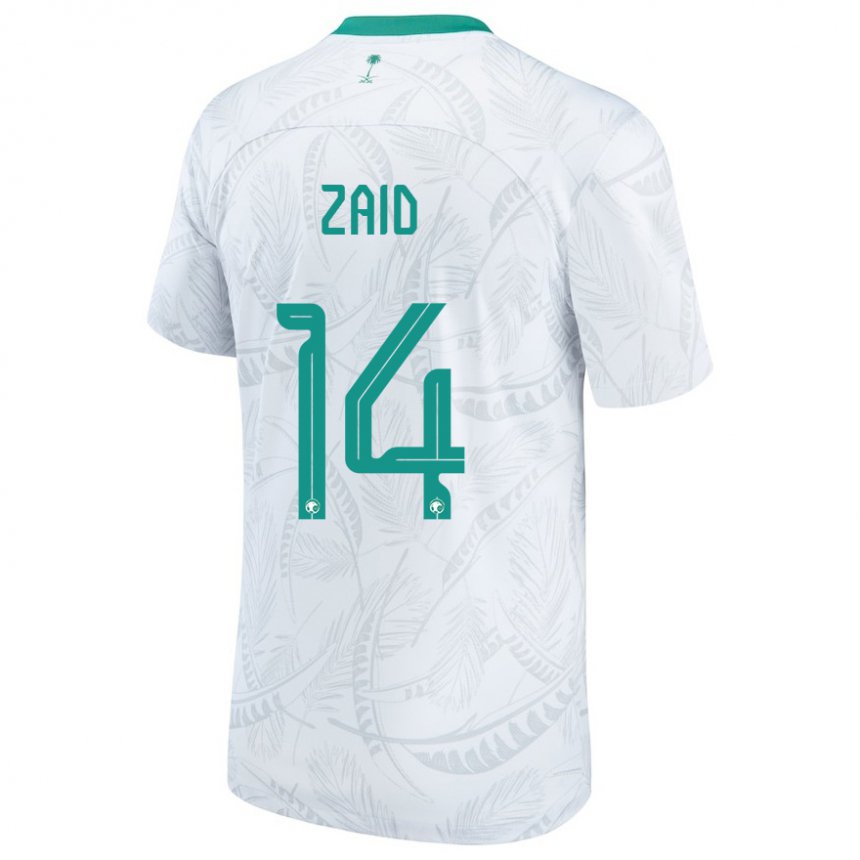 Mujer Camiseta Arabia Saudita Abdullah Zaid #14 Blanco 1ª Equipación 22-24 La Camisa México