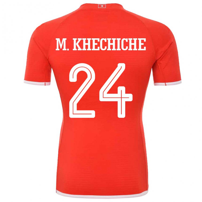 Mujer Camiseta Túnez Mohamed Amine Khechiche #24 Rojo 1ª Equipación 22-24 La Camisa México