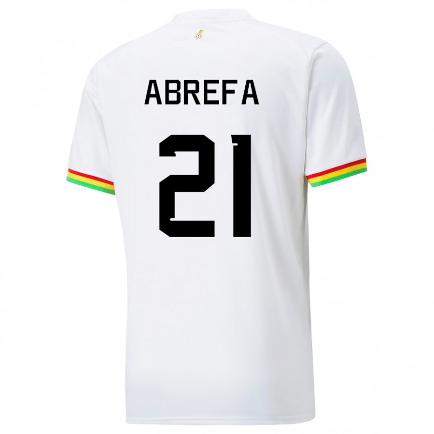 Mujer Camiseta Ghana Kelvin Abrefa #21 Blanco 1ª Equipación 22-24 La Camisa México