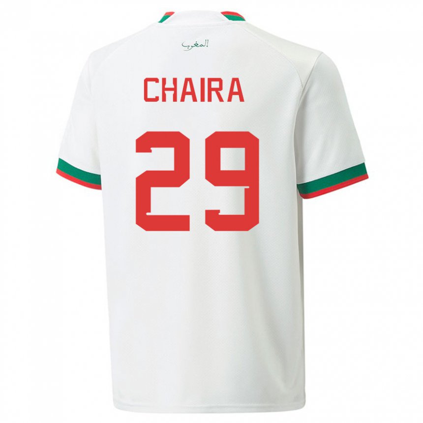 Mujer Camiseta Marruecos Ilyas Chaira #29 Blanco 2ª Equipación 22-24 La Camisa México