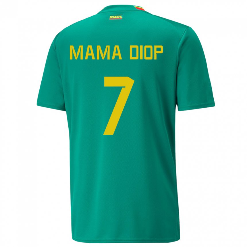 Mujer Camiseta Senegal Mama Diop #7 Verde 2ª Equipación 22-24 La Camisa México