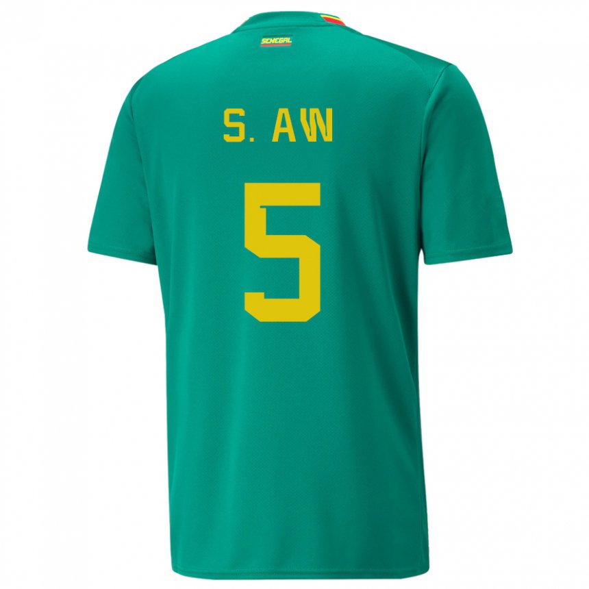 Mujer Camiseta Senegal Souleymane Aw #5 Verde 2ª Equipación 22-24 La Camisa México