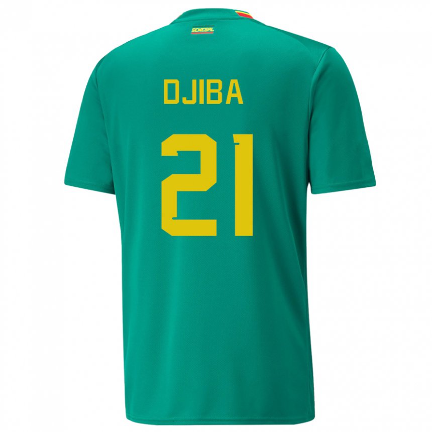 Mujer Camiseta Senegal Francois Djiba #21 Verde 2ª Equipación 22-24 La Camisa México