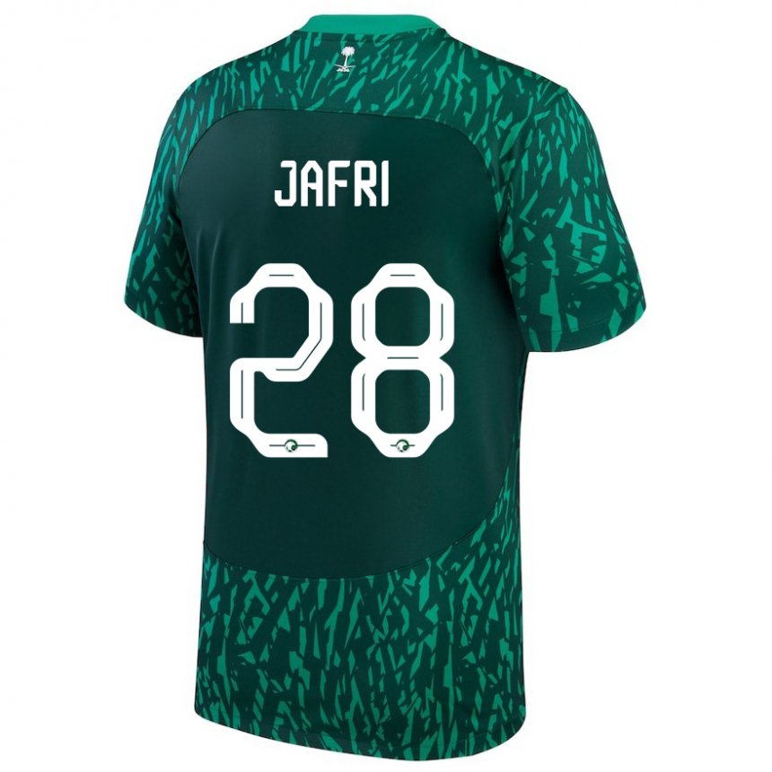 Mujer Camiseta Arabia Saudita Farah Jafri #28 Verde Oscuro 2ª Equipación 22-24 La Camisa México