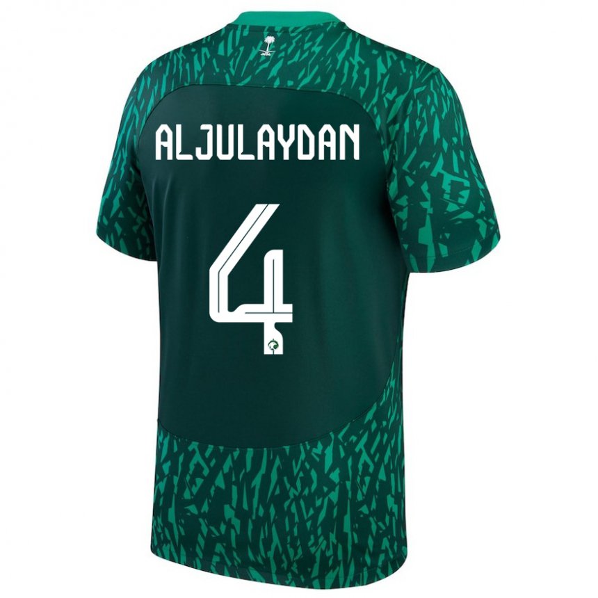 Mujer Camiseta Arabia Saudita Ahmed Aljulaydan #4 Verde Oscuro 2ª Equipación 22-24 La Camisa México