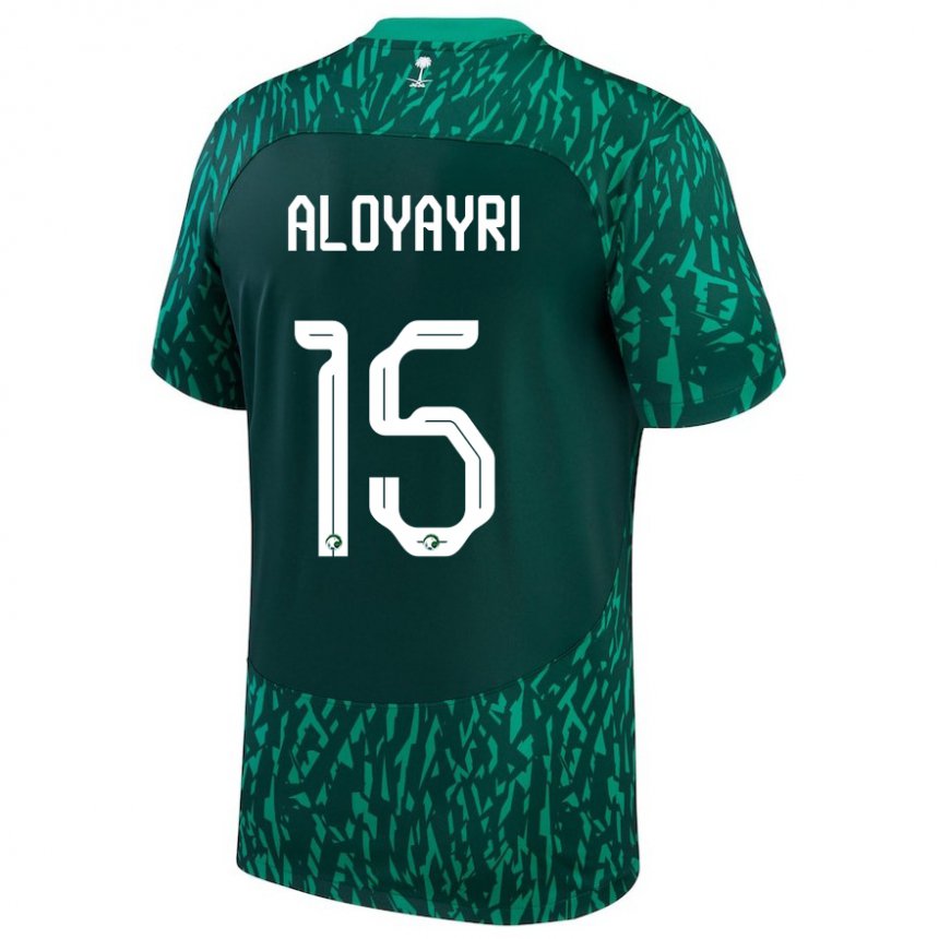 Mujer Camiseta Arabia Saudita Abdulmalik Aloyayri #15 Verde Oscuro 2ª Equipación 22-24 La Camisa México