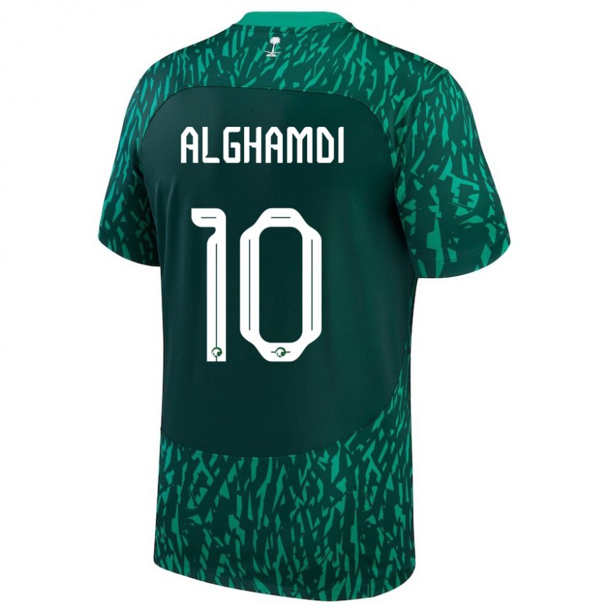 Mujer Camiseta Arabia Saudita Ahmad Alghamdi #10 Verde Oscuro 2ª Equipación 22-24 La Camisa México