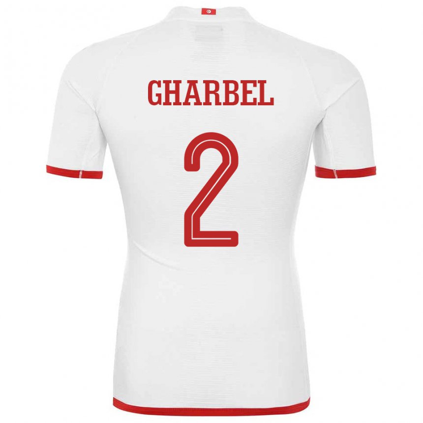 Mujer Camiseta Túnez Mahmoud Gharbel #2 Blanco 2ª Equipación 22-24 La Camisa México