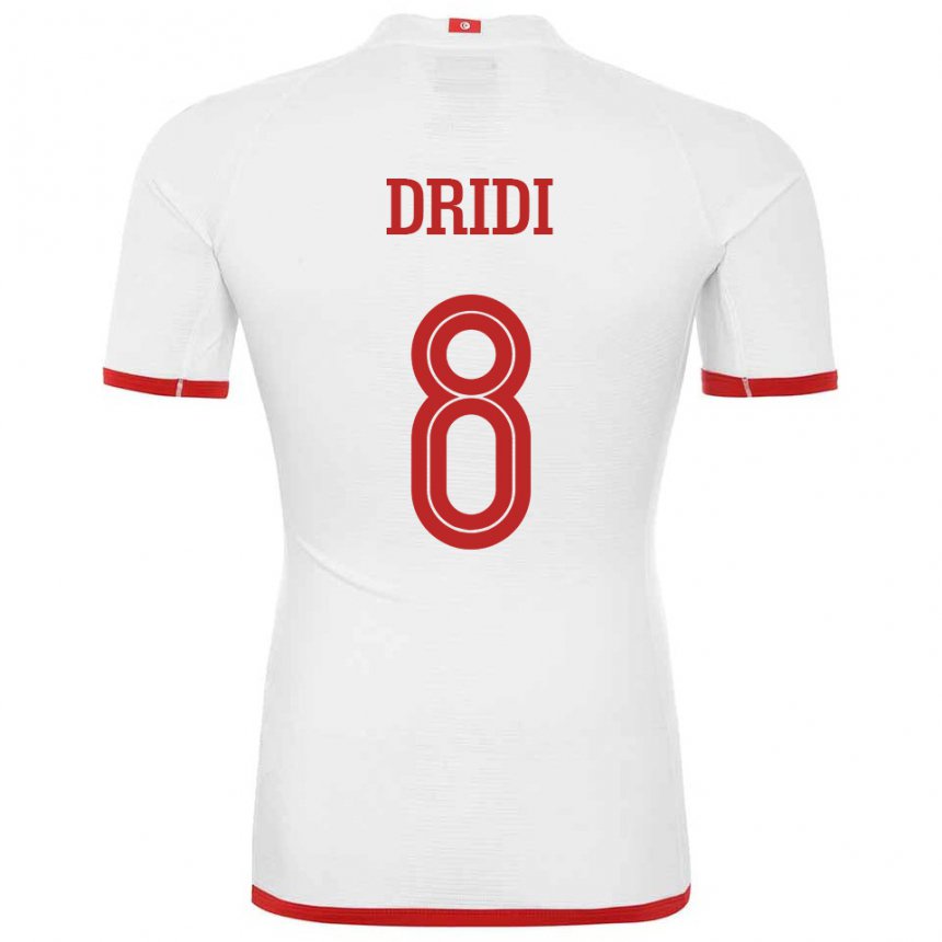 Mujer Camiseta Túnez Yassine Dridi #8 Blanco 2ª Equipación 22-24 La Camisa México