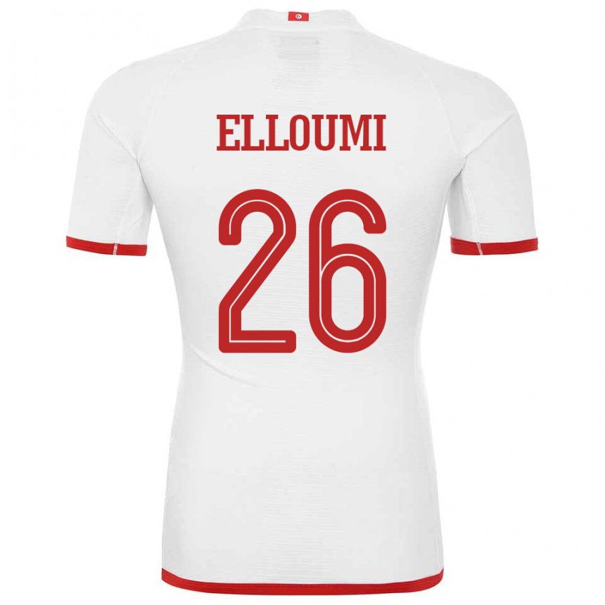 Mujer Camiseta Túnez Khalil Elloumi #26 Blanco 2ª Equipación 22-24 La Camisa México