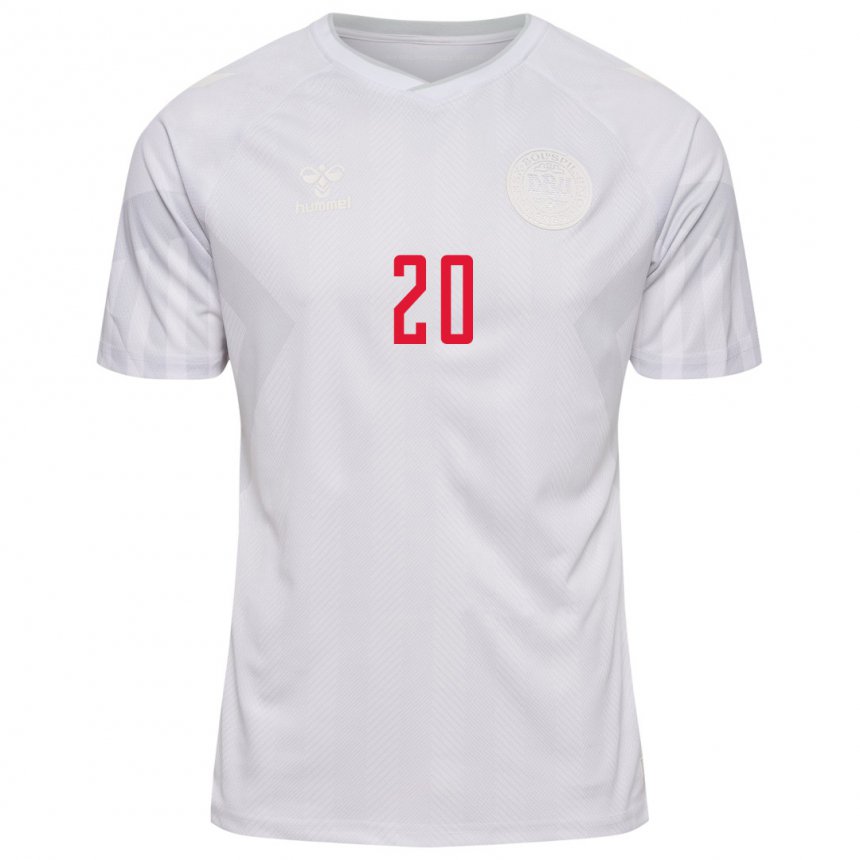 Mujer Camiseta Dinamarca Gustav Christensen #20 Blanco 2ª Equipación 22-24 La Camisa México