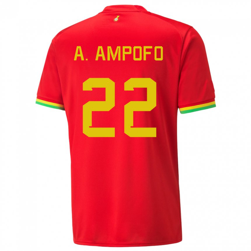 Mujer Camiseta Ghana Eugene Amankwah Ampofo #22 Rojo 2ª Equipación 22-24 La Camisa México