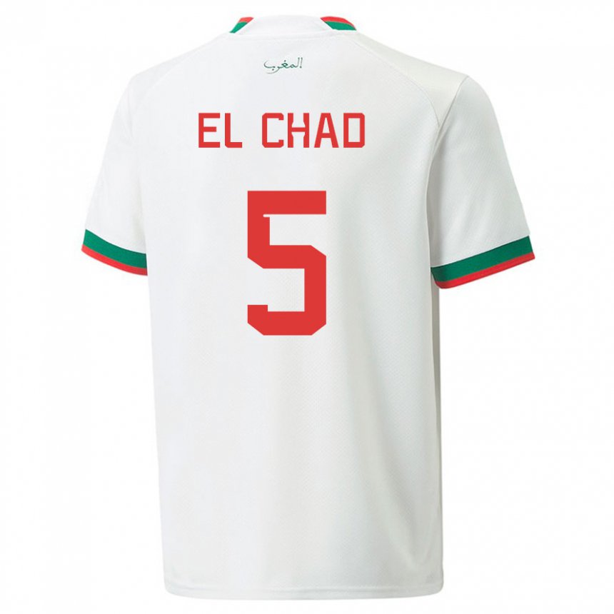 Mujer Camiseta Marruecos Nesryne El Chad #5 Blanco 2ª Equipación 22-24 La Camisa México