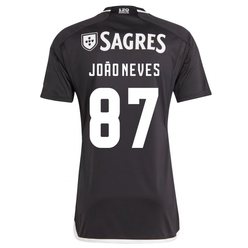 Niño Camiseta João Neves #87 Negro 2ª Equipación 2023/24 La Camisa México