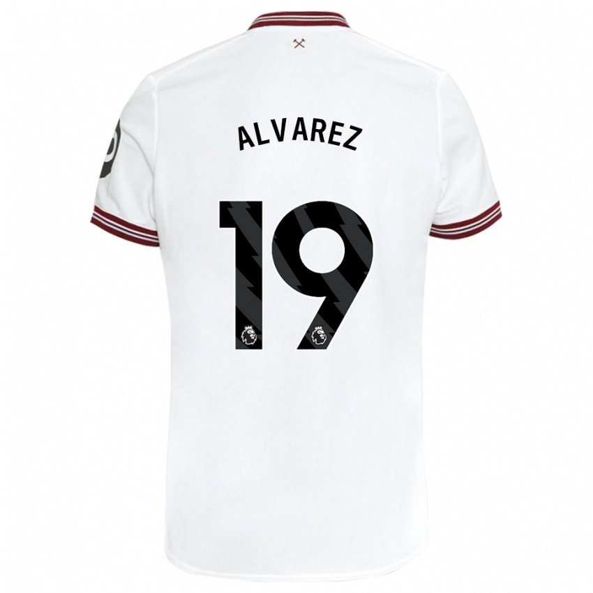 Mujer Camiseta Edson Alvarez #19 Blanco 2ª Equipación 2023/24 La Camisa México