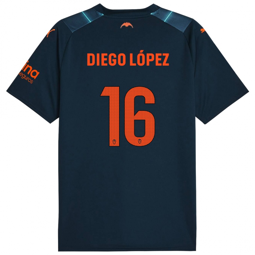 Mujer Camiseta Diego Lopez #16 Azul Marino 2ª Equipación 2023/24 La Camisa México