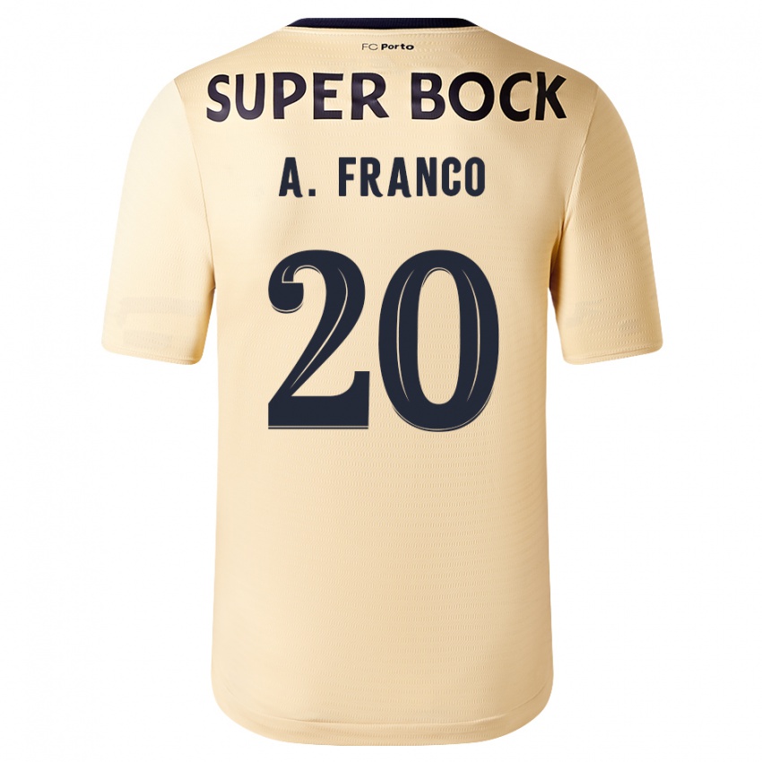 Mujer Camiseta André Franco #20 Beige-Dorado 2ª Equipación 2023/24 La Camisa México