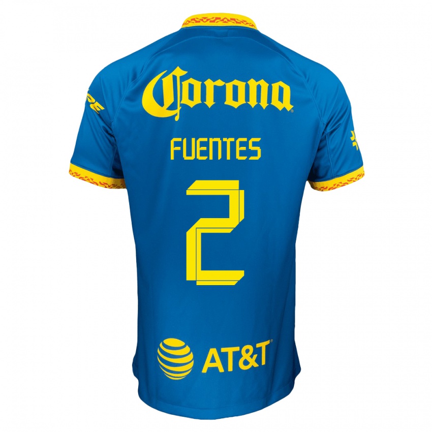 Mujer Camiseta Luis Fuentes #2 Azul 2ª Equipación 2023/24 La Camisa México