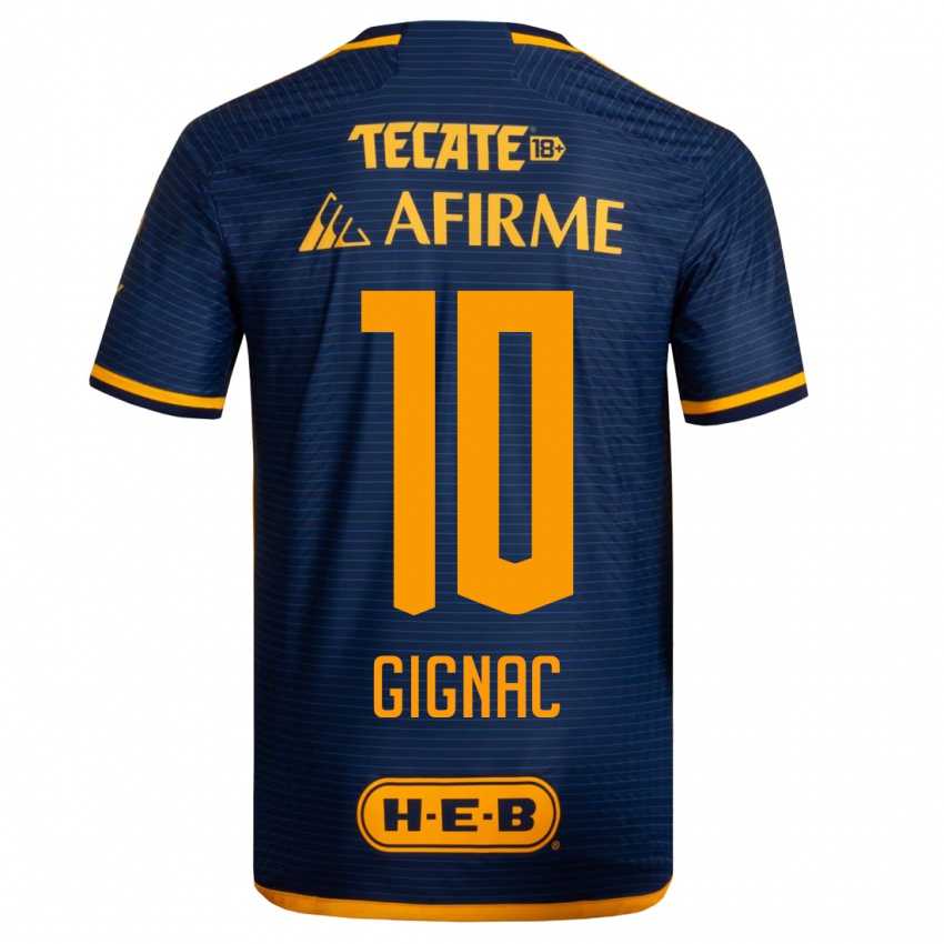 Mujer Camiseta Andre-Pierre Gignac #10 Azul Oscuro 2ª Equipación 2023/24 La Camisa México