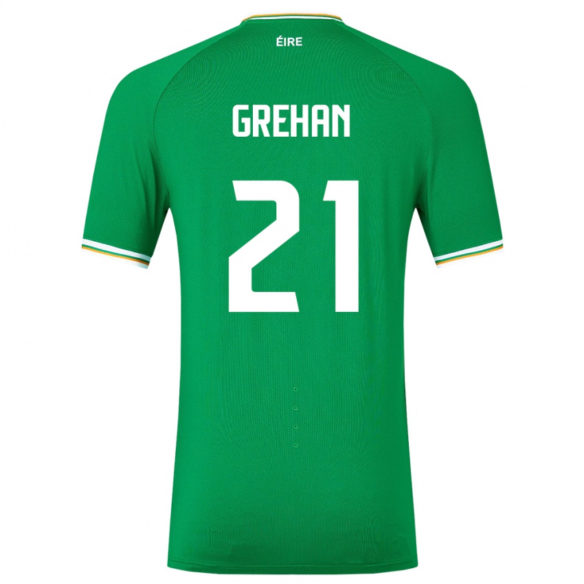 Niño Camiseta Irlanda Sean Grehan #21 Verde 1ª Equipación 24-26 La Camisa México