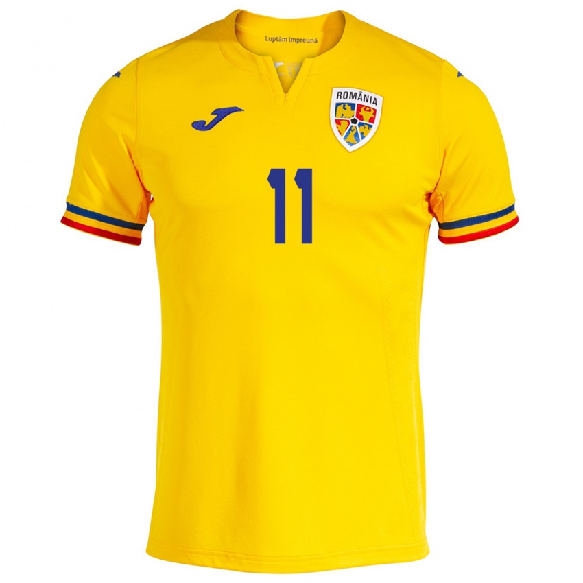 Niño Camiseta Rumania Nicuşor Bancu #11 Amarillo 1ª Equipación 24-26 La Camisa México